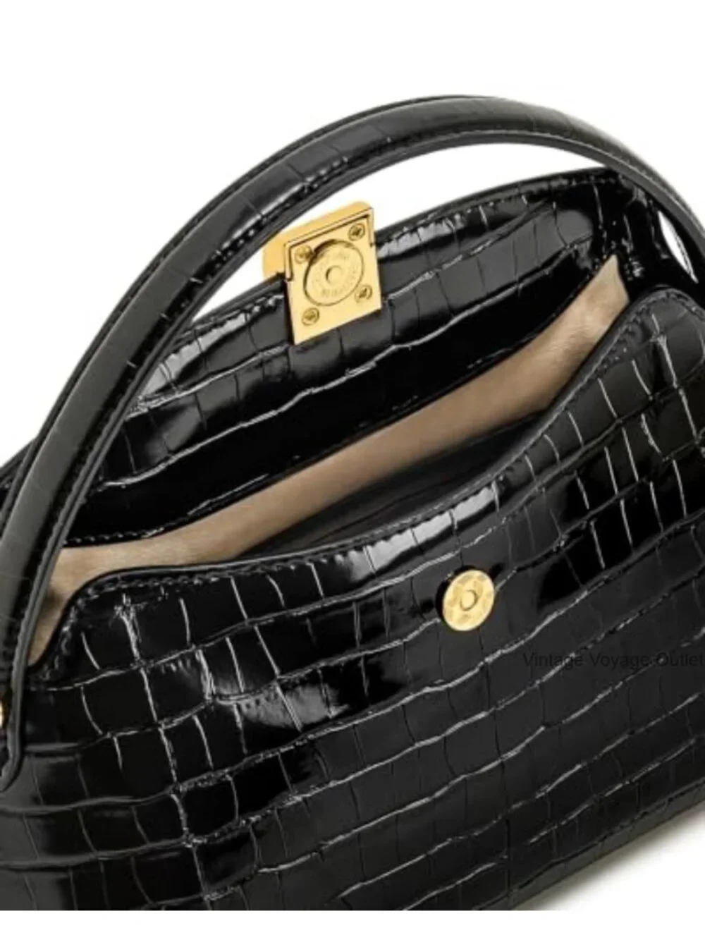Croc-Embossed Vegan Leather Top Handle Satchel Crossbody Bag